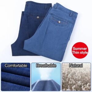 Summer thin stretch middle-aged men's jeans