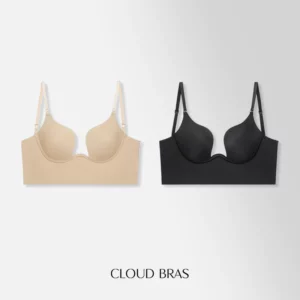 Cloud Bras®Women’s Backless Push-Up Plunge Bra with Convertible Clear Straps