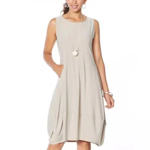 Matte Jersey Sleeveless Dress with Pockets