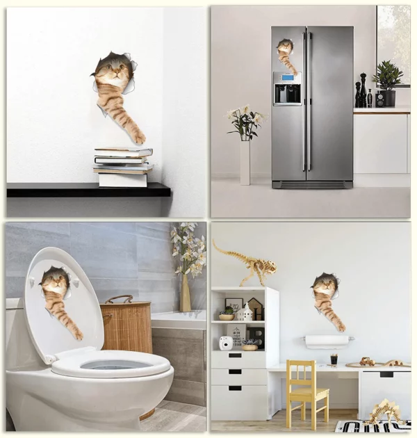 3D Vivid Cat Bathroom Toilet Sticker