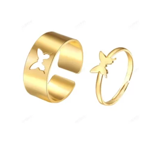 Trendy Butterfly Couple Rings - Women's Accessories