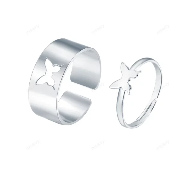 Trendy Butterfly Couple Rings - Women's Accessories