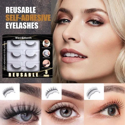 Reusable self-adhesive false eyelashes