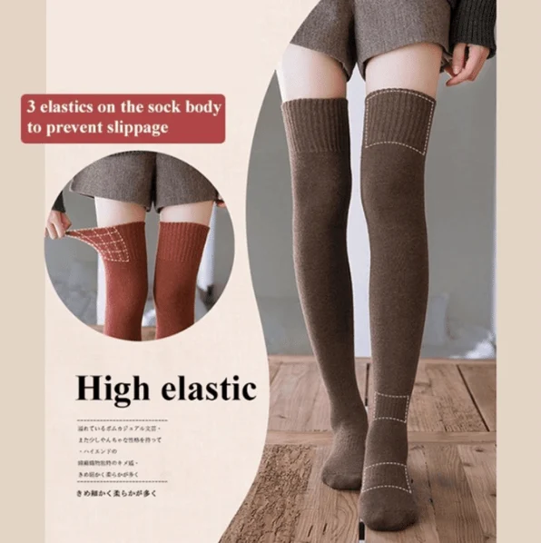Women's thermal Winter fleece over knee socks