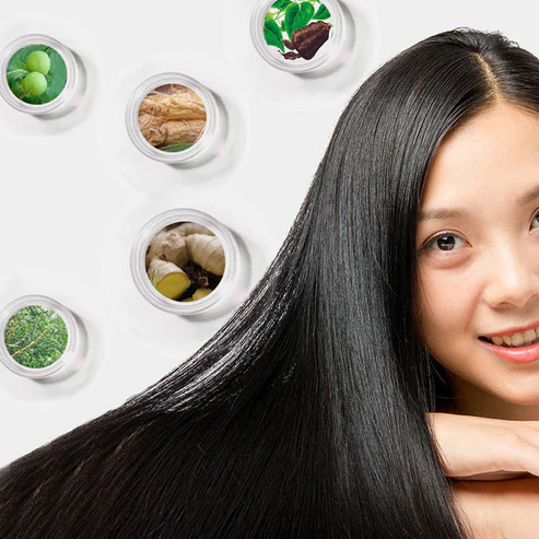 Plant hair coloring shampoo in bubbles
