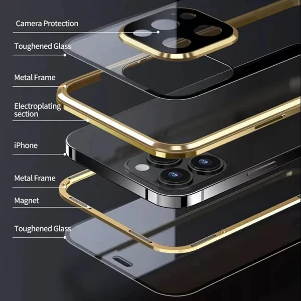 Magnetic Tempered Glass Double-Sided Phone Case For iPhone