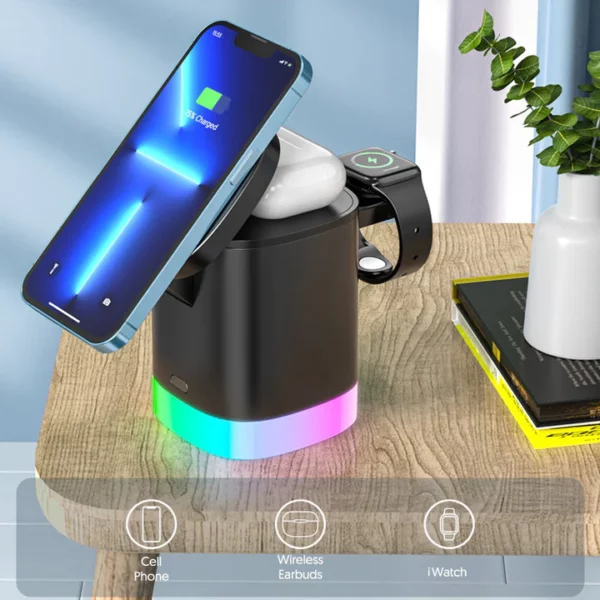 Foldable Three-In-One Mobile Phone Wireless Charging Bracket
