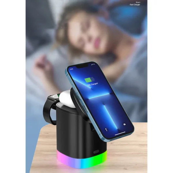 Foldable Three-In-One Mobile Phone Wireless Charging Bracket