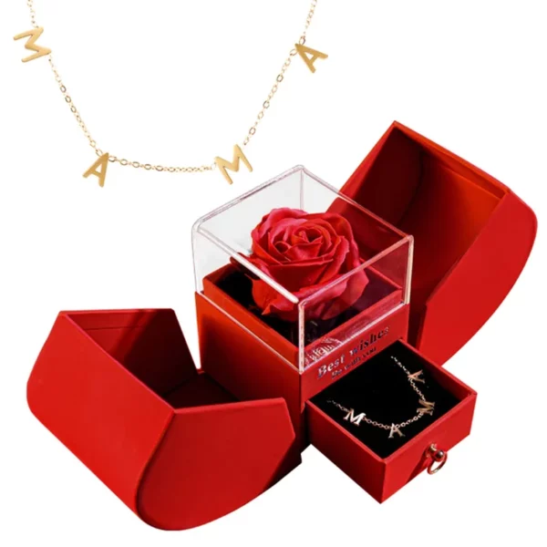 Valentine's Day Forever Rose Gift Box Necklace Jewelry Pendant Gifts for Women