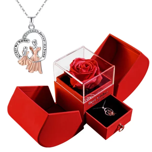 Valentine's Day Forever Rose Gift Box Necklace Jewelry Pendant Gifts for Women