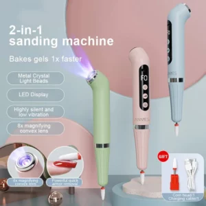 2 IN 1 GRINDING AND MANICURE TOOL WITH LED LIGHT